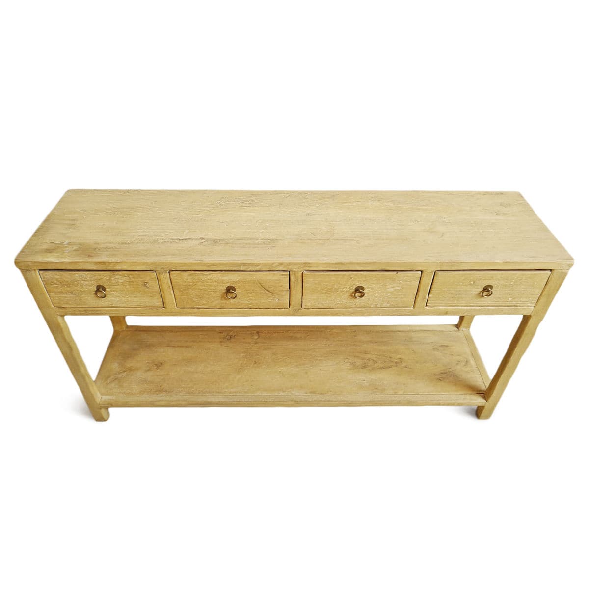 Simple 4 Drawer Blonde Elm Console - Thumbnail 4