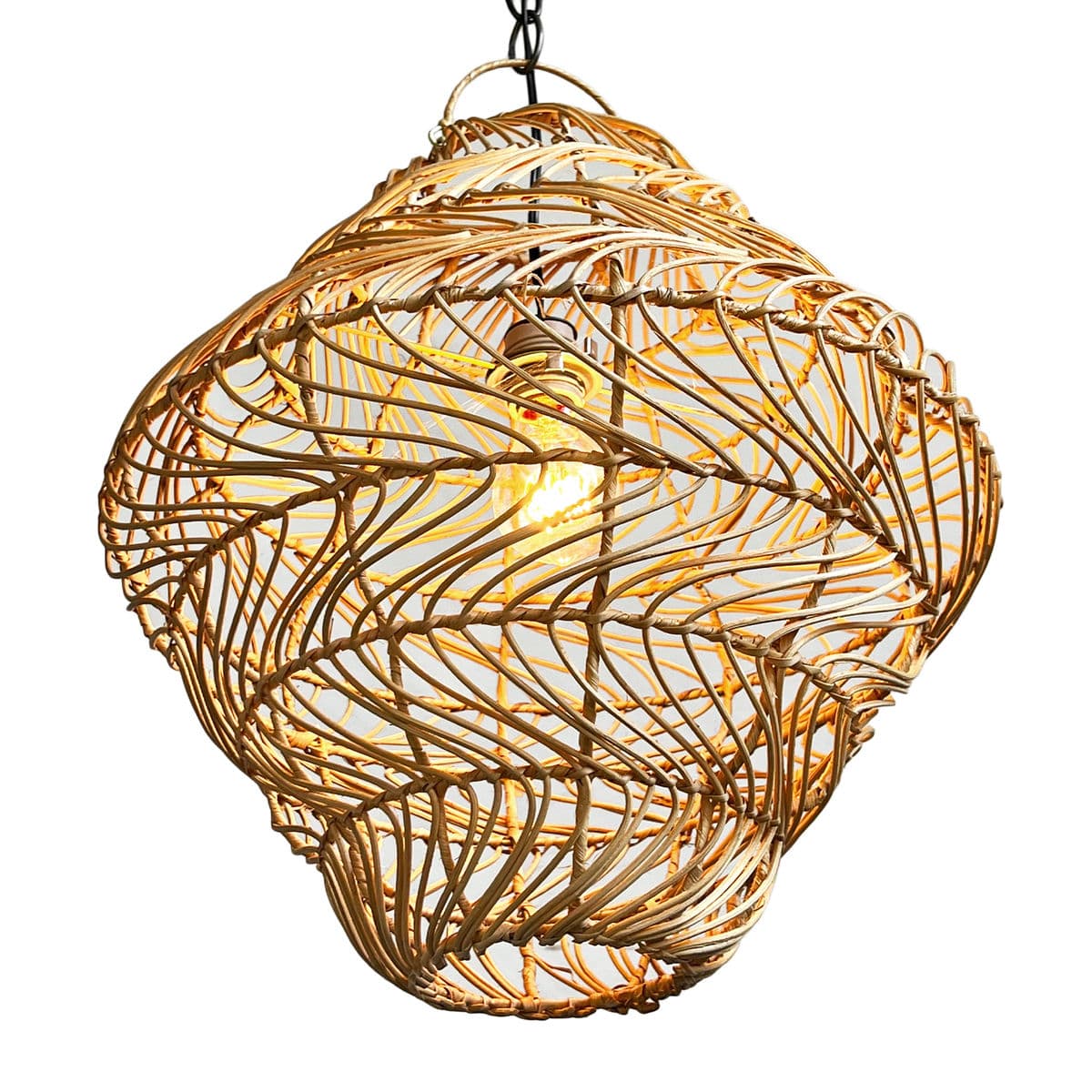Rattan Swirl Pendant Light Medium - Thumbnail 4