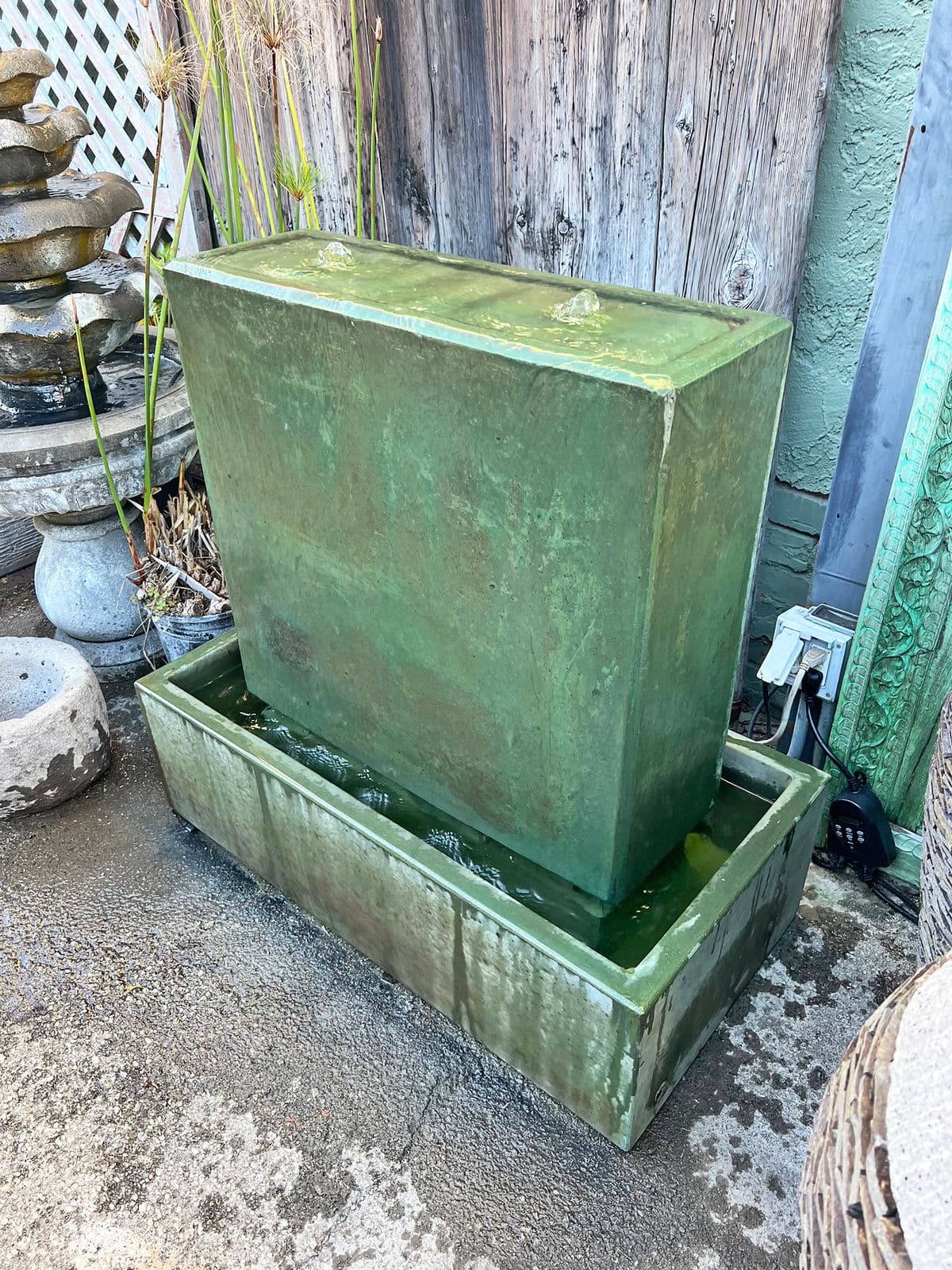 Modern Green Cement Box Fountain - Thumbnail 4