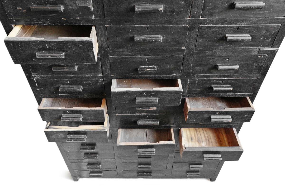 Antique Black Drawer Shop Cabinet - Thumbnail 4