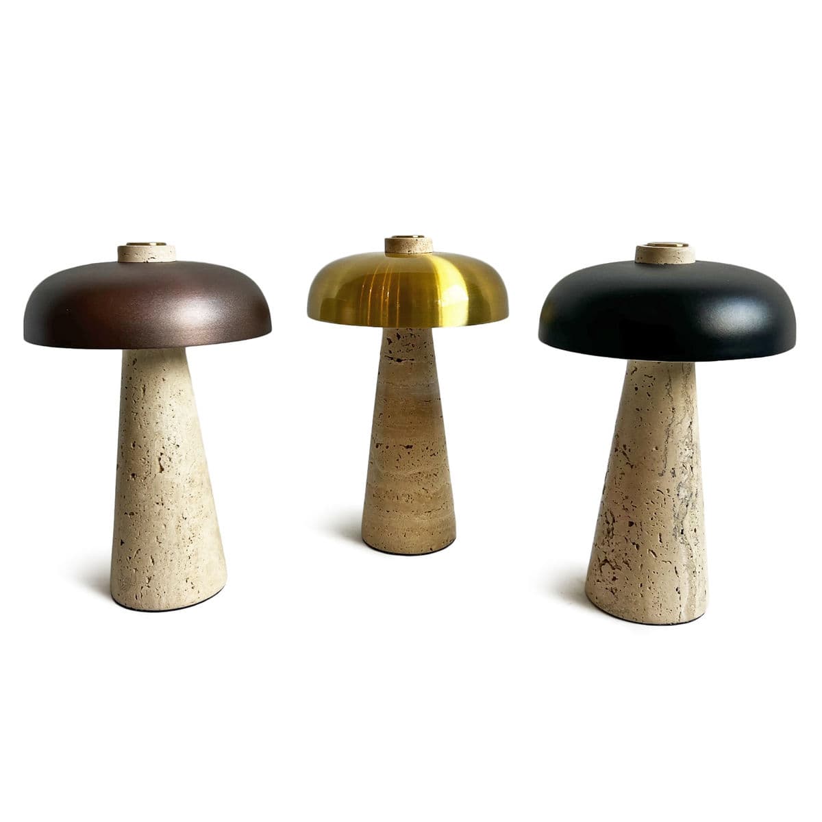Porcini Travertine Brass Table Light - Thumbnail 4