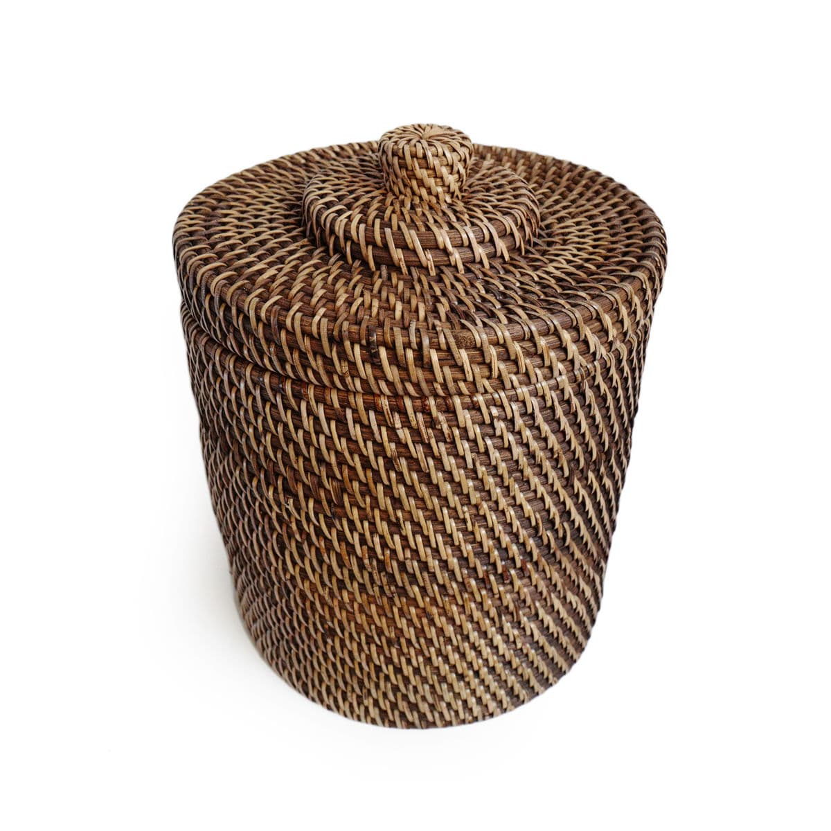 Tea Stain Rattan Basket w/Lid - Thumbnail 4