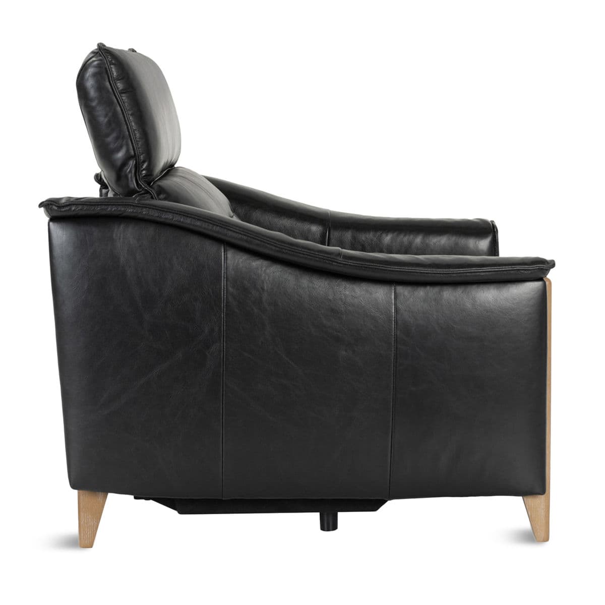 Ashford Modern Black Leather Recliner - Thumbnail 4