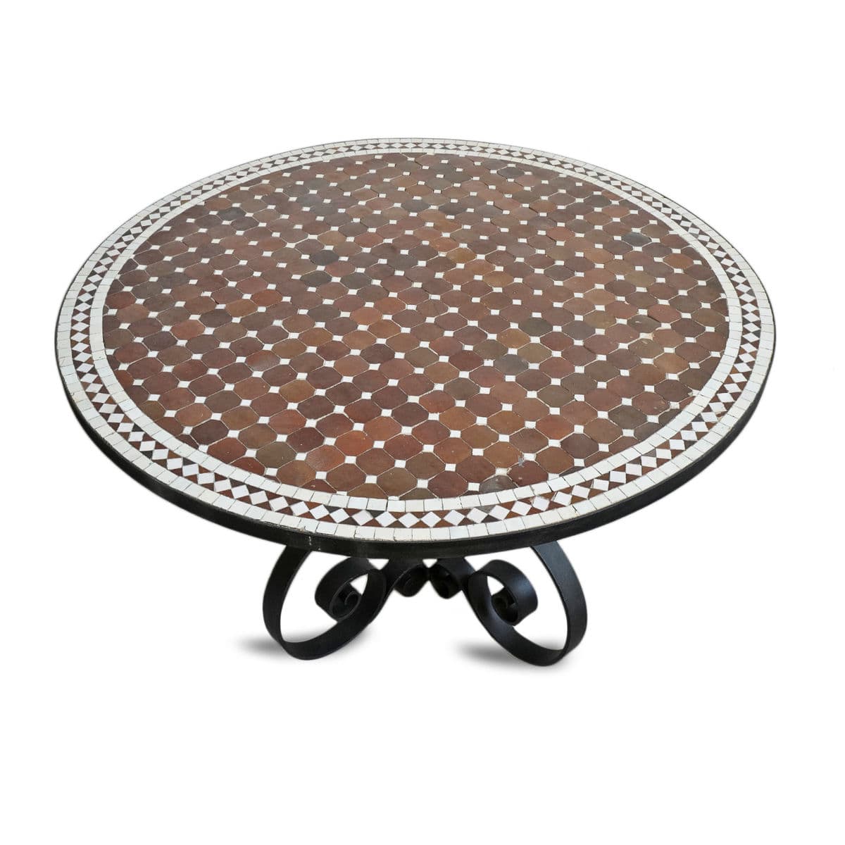 Outdoor Mosaic & Iron Scroll Table - Thumbnail 4