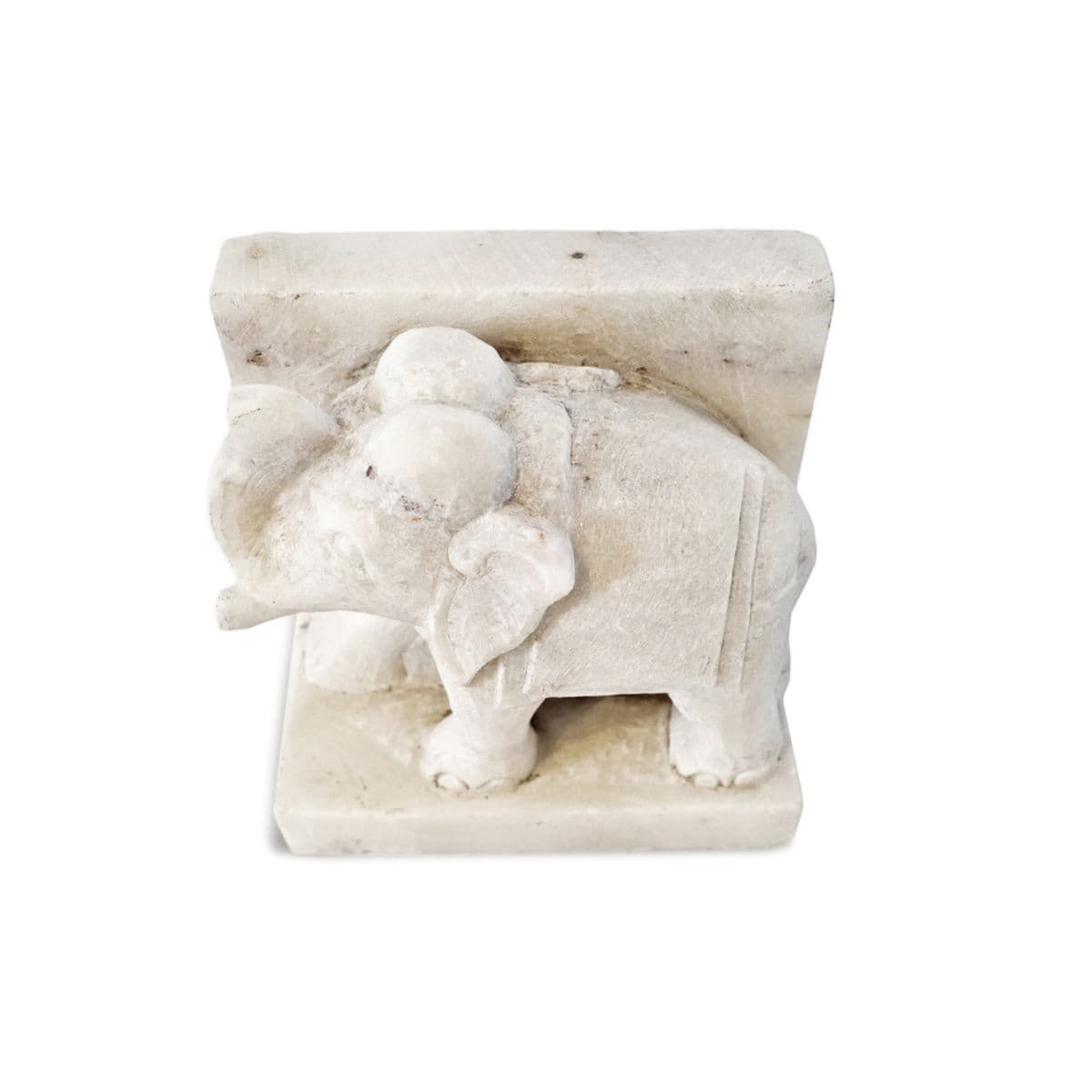 White Marble Elephant Bookend - Thumbnail 4