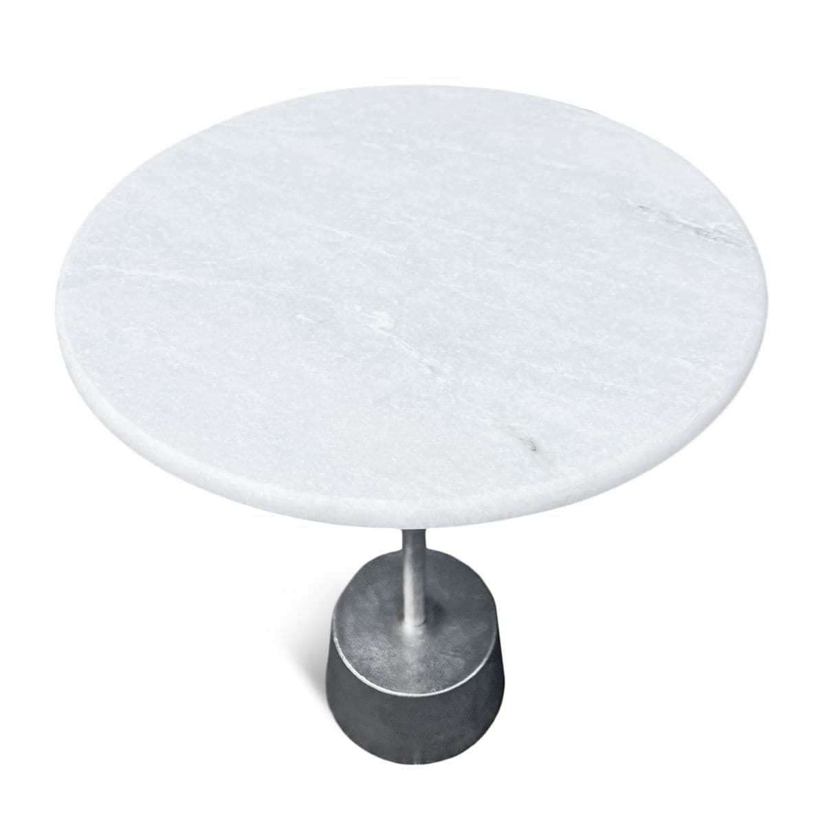 Deco White Marble & Nickel End Table - Thumbnail 4