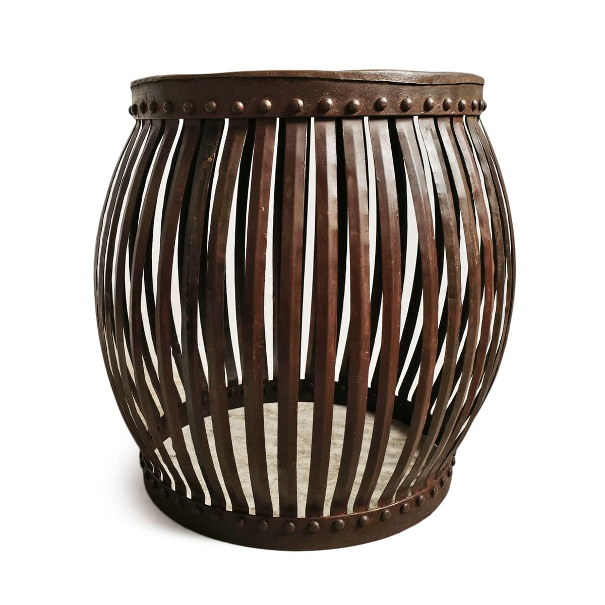 Iron Drum Strap Side Table - Thumbnail 4