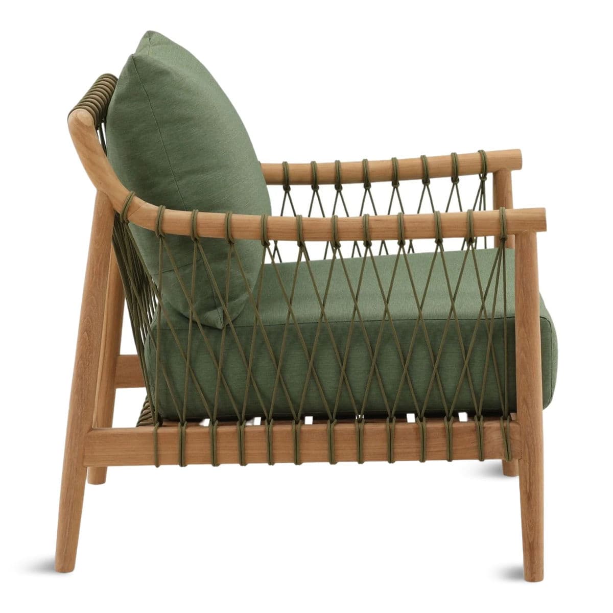 Outdoor Teak & Fern Green Arm Chair - Thumbnail 4