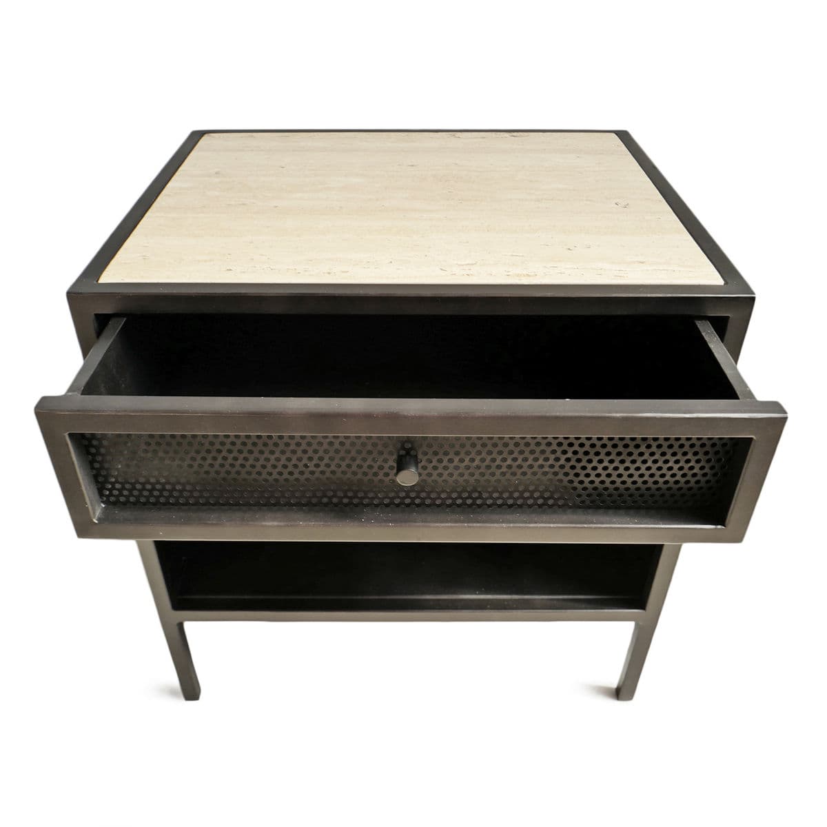 Iron & Travertine Nightstand - Thumbnail 4