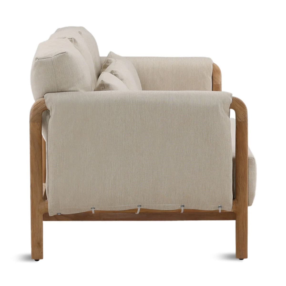 Hermosa Outdoor Teak & Beige Sofa - Thumbnail 4