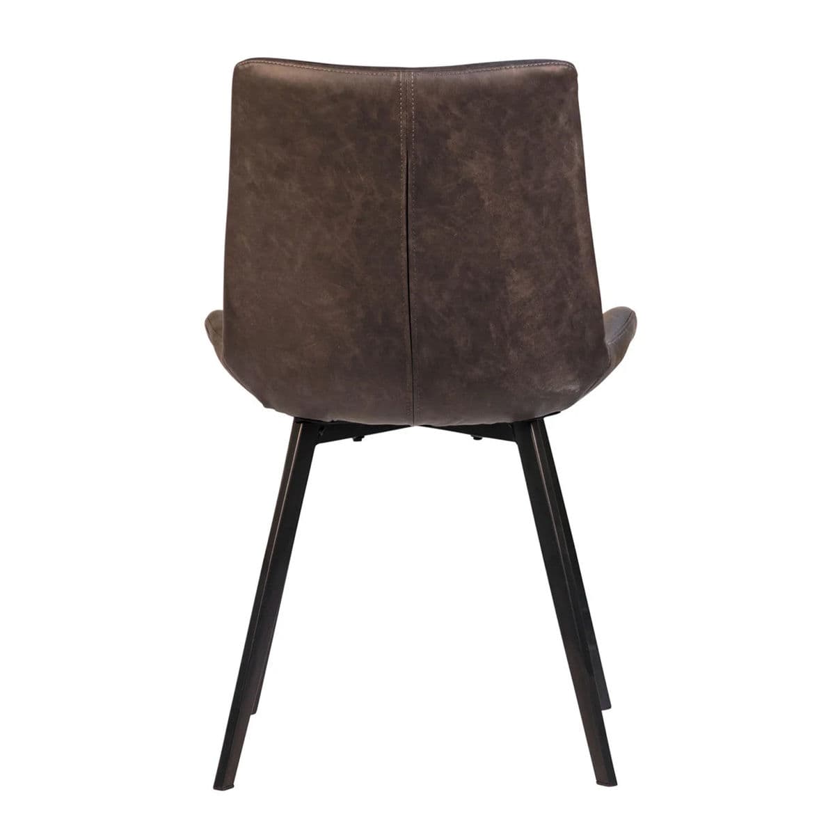 Modern Aged Grey Leather Dining Chair - Thumbnail 4