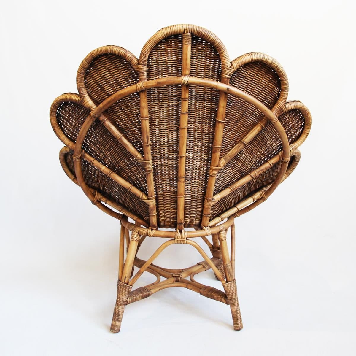 Tea Stain Wicker Shell Chair - Thumbnail 4