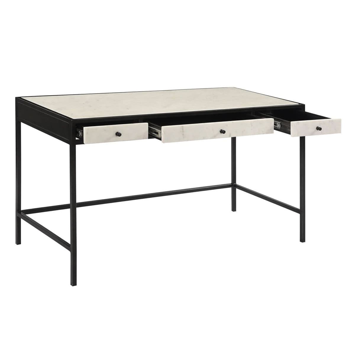 White Marble & Black Iron Desk - Thumbnail 4