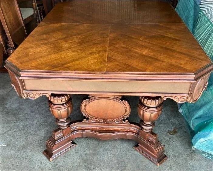 Antique Spanish Revival Walnut Dining Table - 1920s - Thumbnail 4