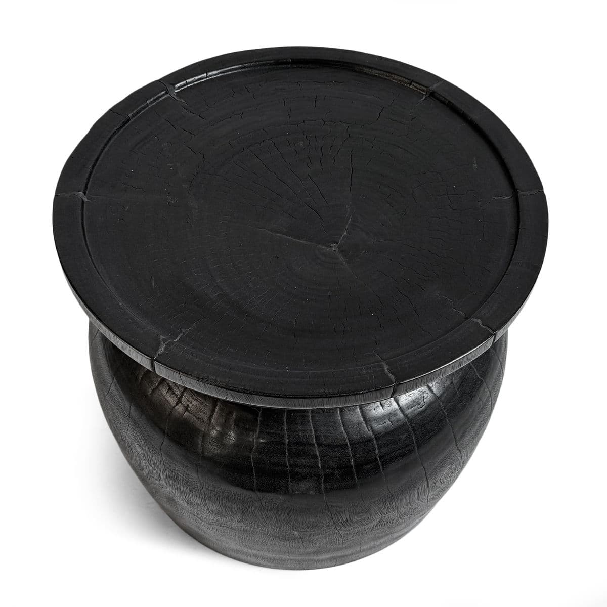 Black Ozzi Solid Wood Stool Table - Thumbnail 4