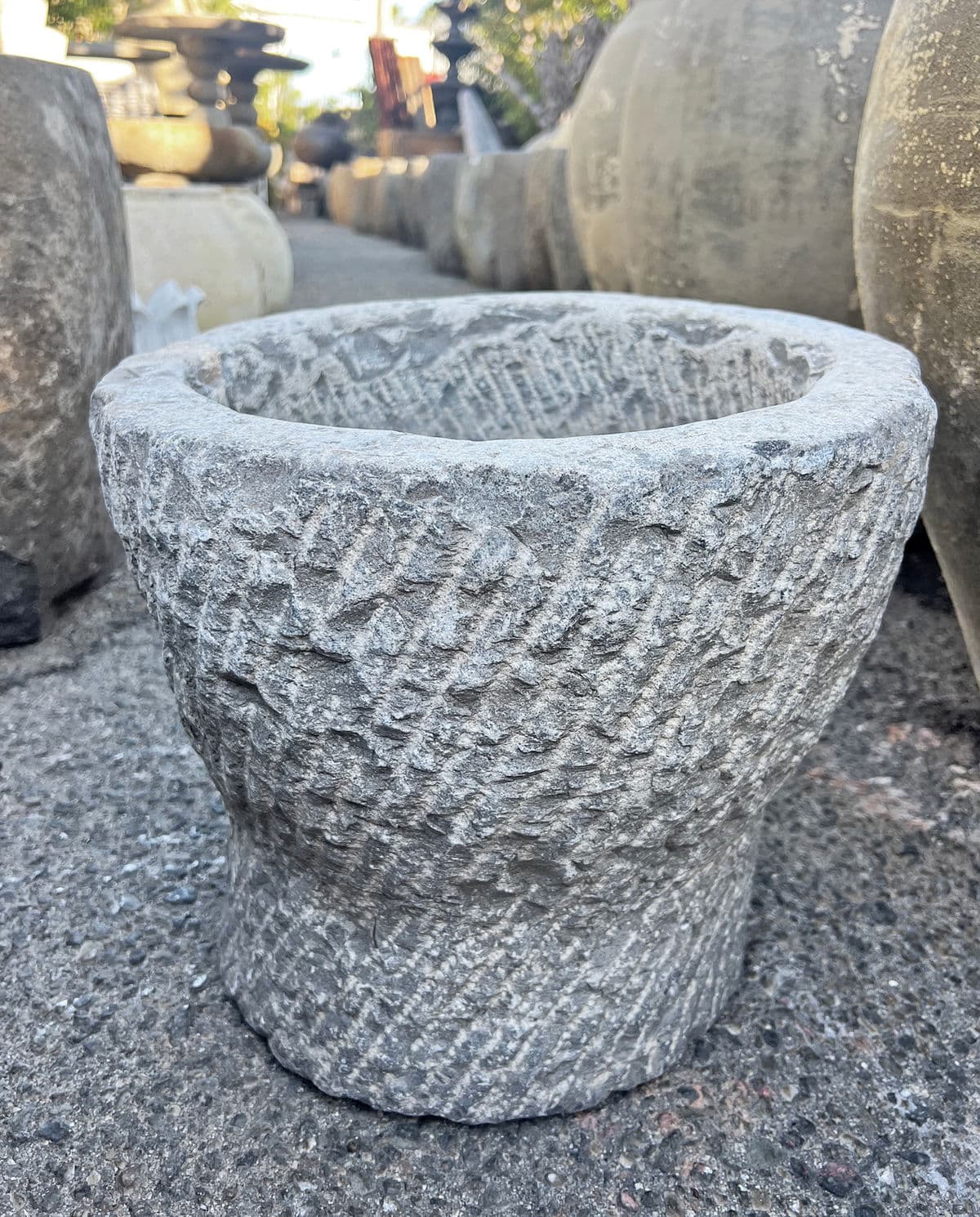 Vintage Chiseled Stone Bowl - Thumbnail 4