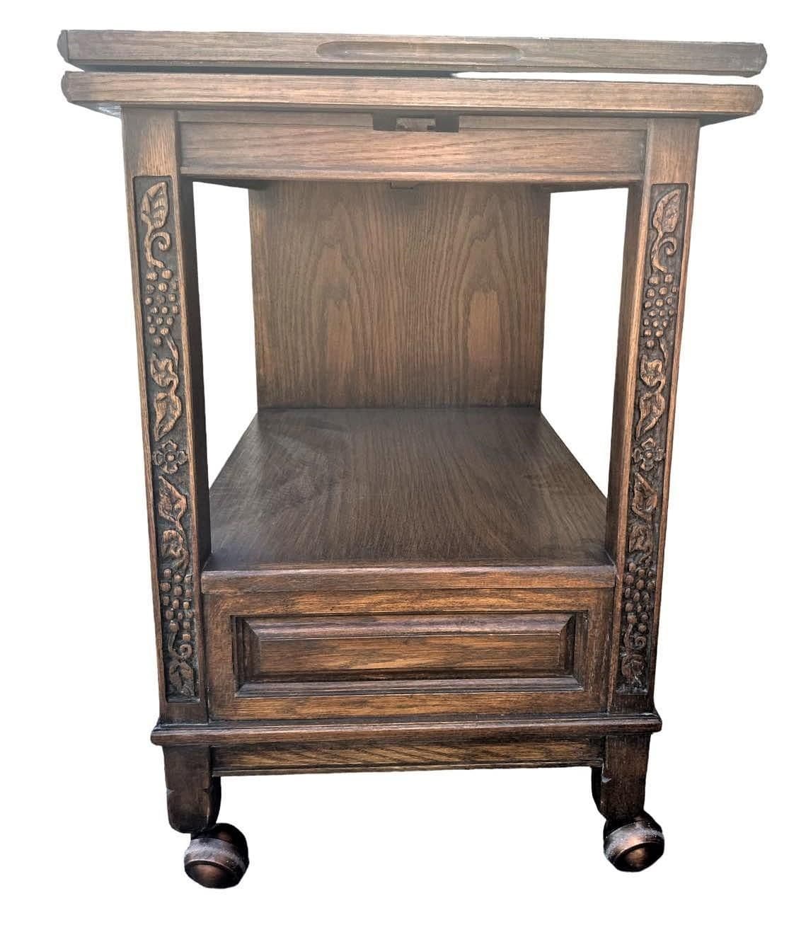 Romweber Viking Oak Dry Bar or Serving Cart - Vintage Mid 20th Century - Thumbnail 4