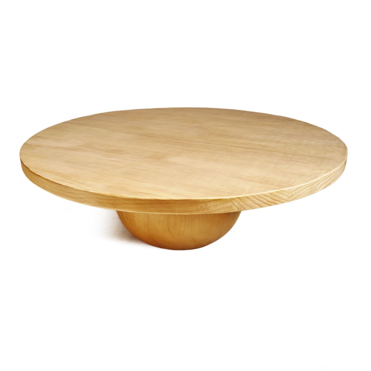 Round Wood Ball Base Coffee Table - Thumbnail 4