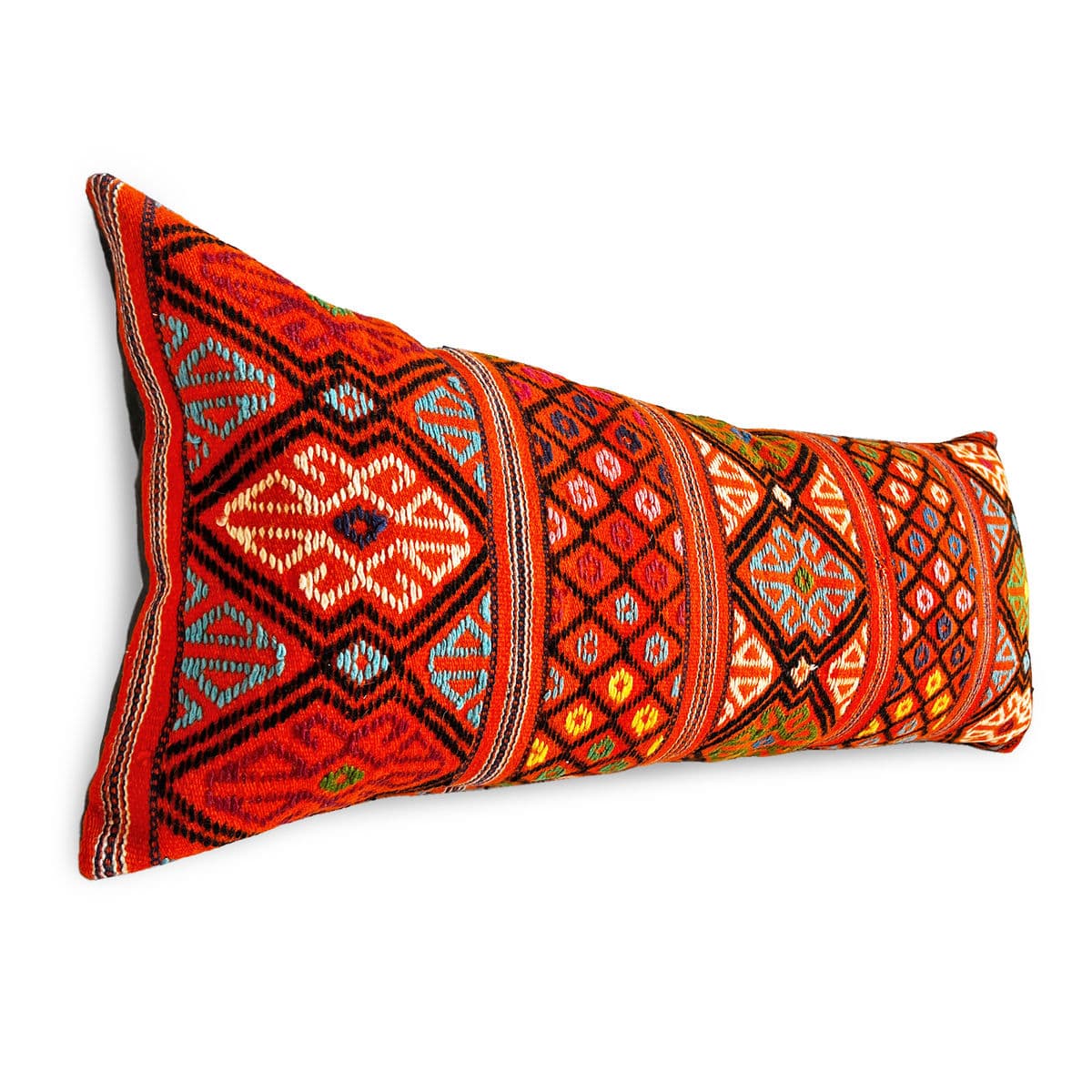 Vintage Orange Textile Lumbar Pillow - Thumbnail 4
