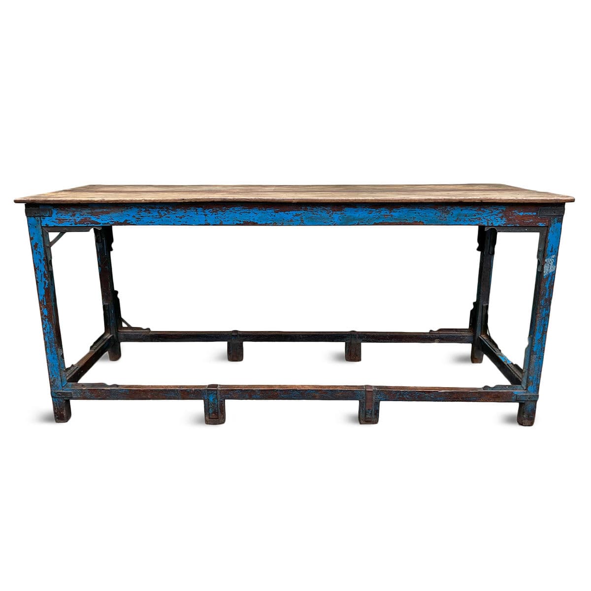 Vintage Blue Leg Teak Table - Thumbnail 4