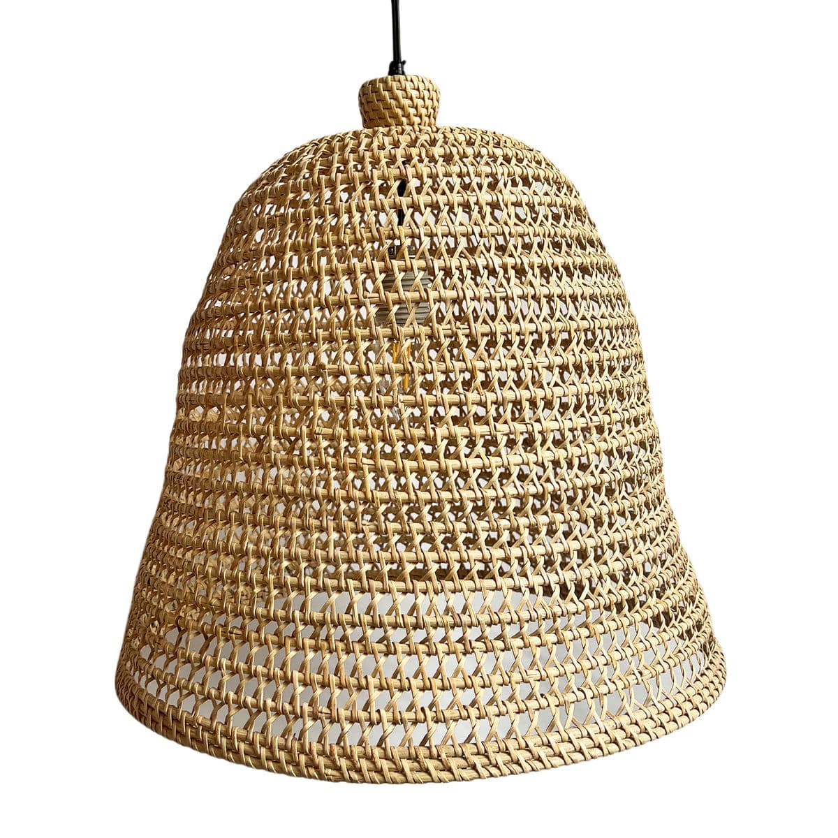 Wicker Basket Weave Bell Pendant Light - Thumbnail 4