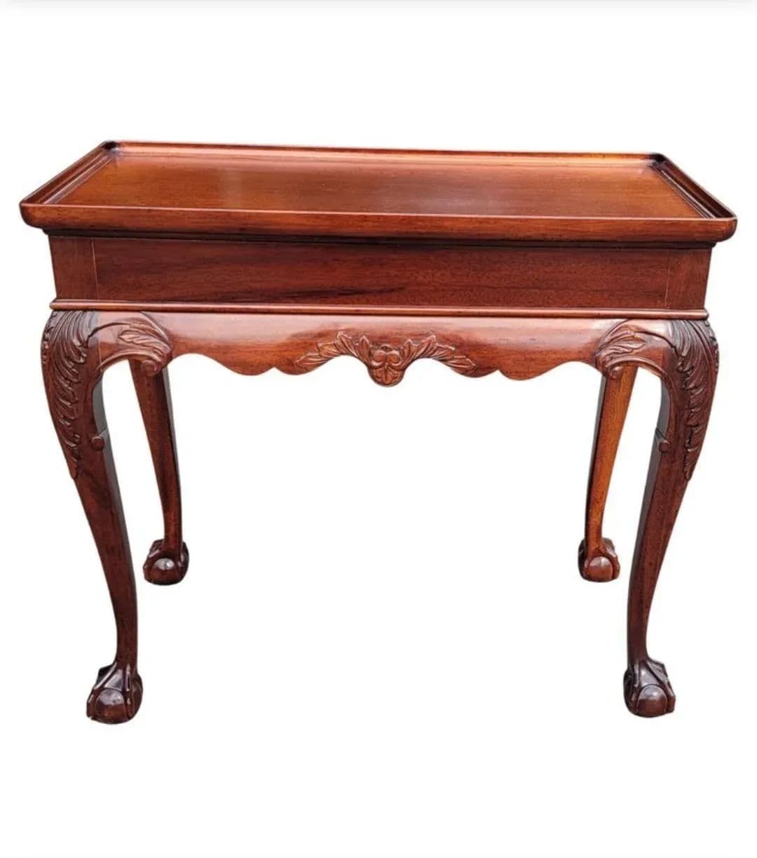 Solid Mahogany Georgian Style Console Server With Pullout Trays - Vintage 1990s - Thumbnail 4
