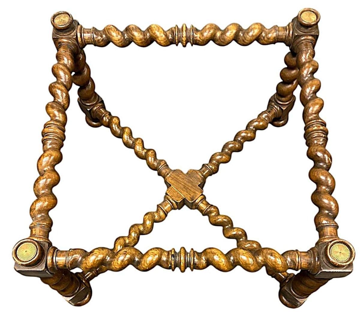 Baker Furniture Collectors Edition Barley Twist Oak Glass Top Coffee Table - Vintage Mid 20th Century - Thumbnail 4