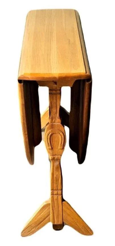 A. Brandt Ranch Oak Drop Leaf 60" Round Dining Table Convertible to Console - Vintage Mid 20th Century - Thumbnail 5