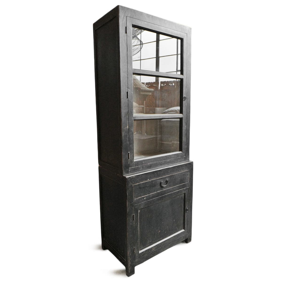 Black Elm & Glass Single Display Cabinet - Thumbnail 5