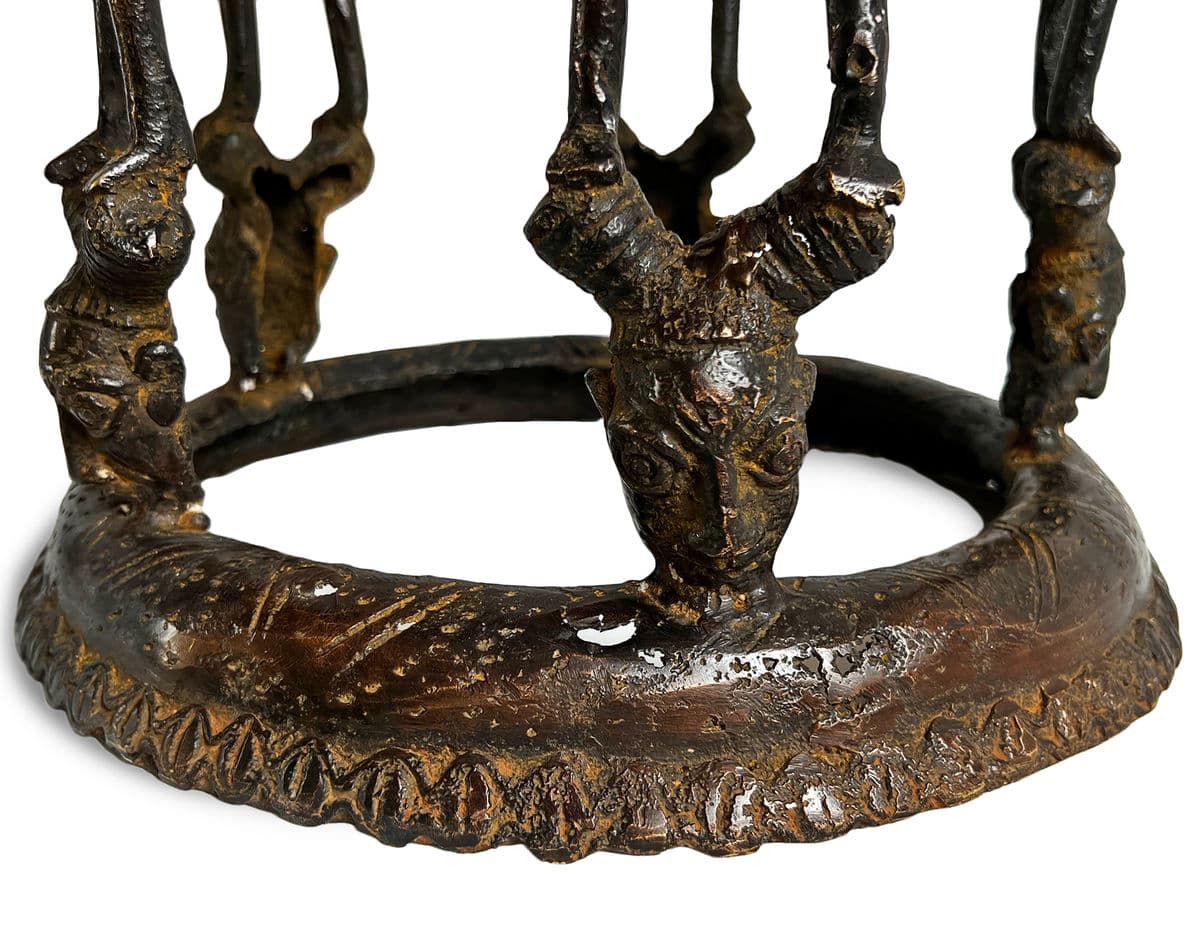 Vintage Bronze Tikar Stool - Thumbnail 5