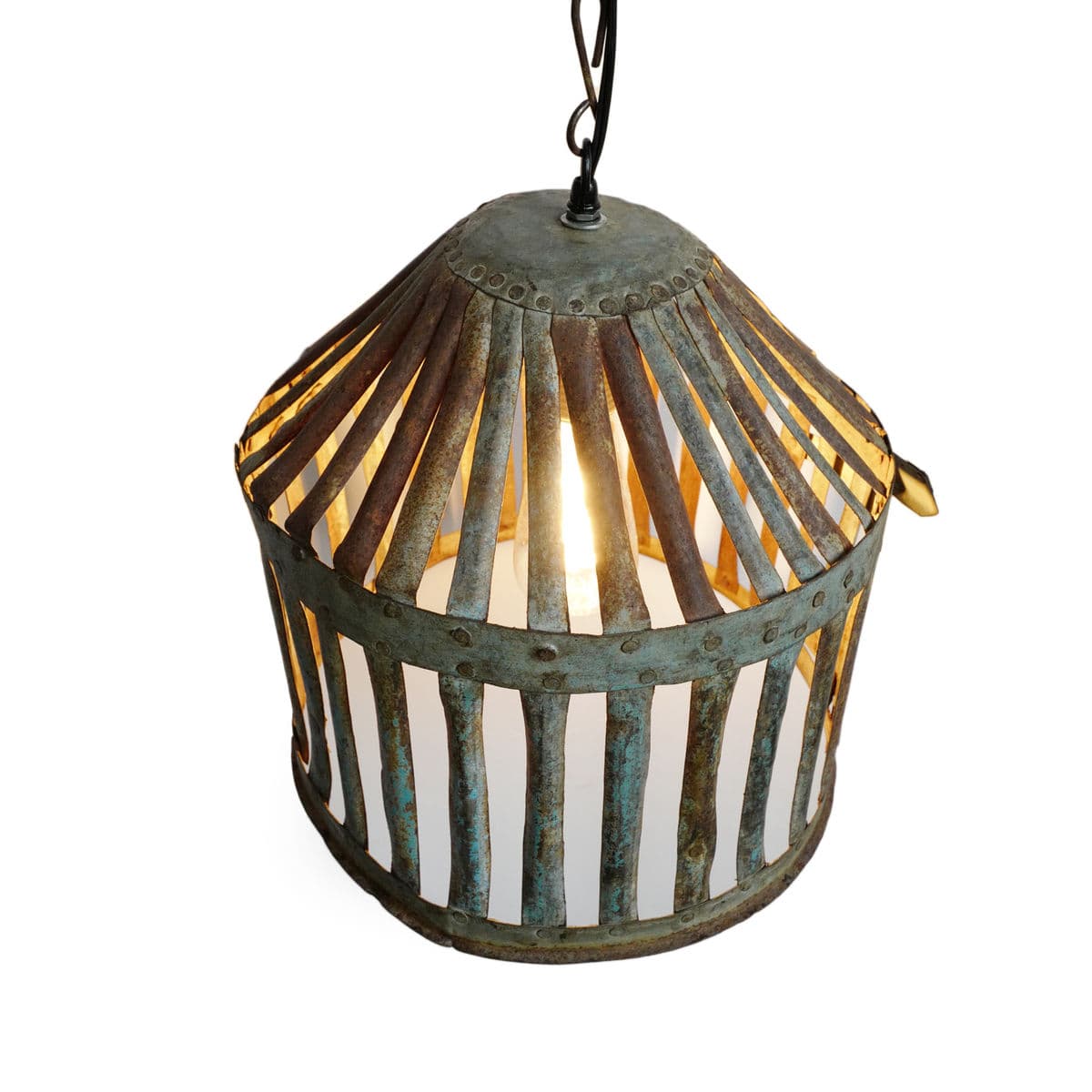 Industrial Iron Basket Cage Lantern - Thumbnail 5