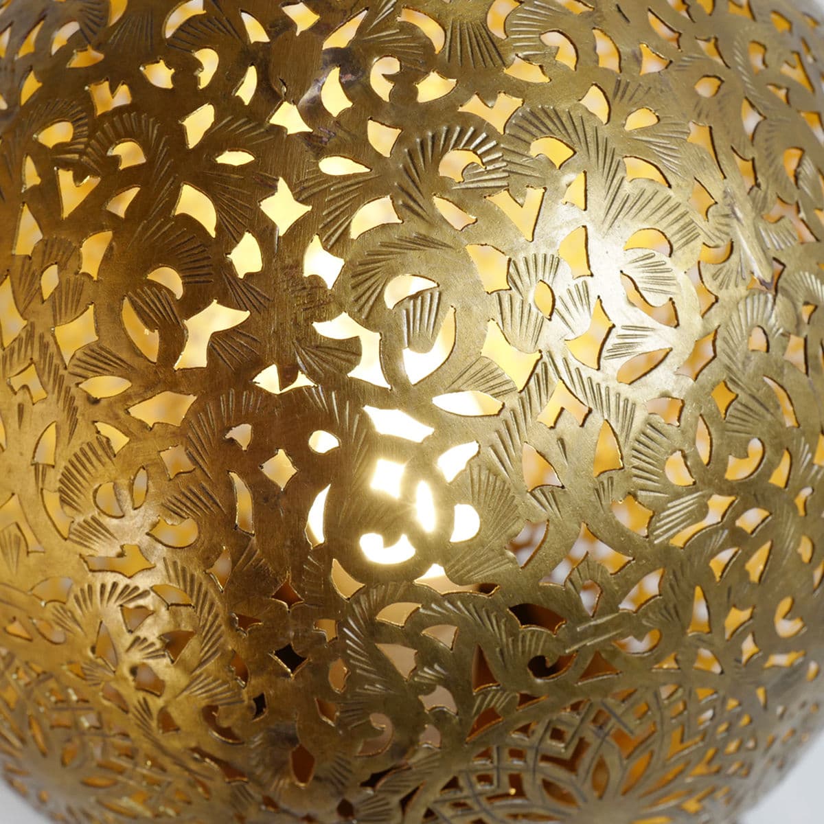 Moroccan Brass Globe Table Lamp - Thumbnail 5