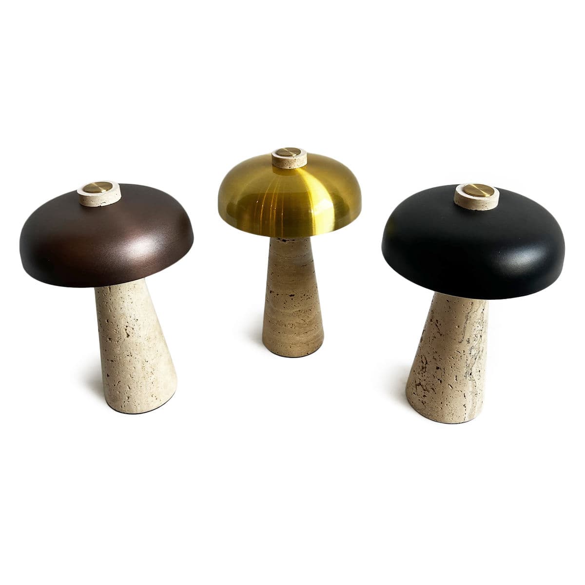 Porcini Travertine Brass Table Light - Thumbnail 5