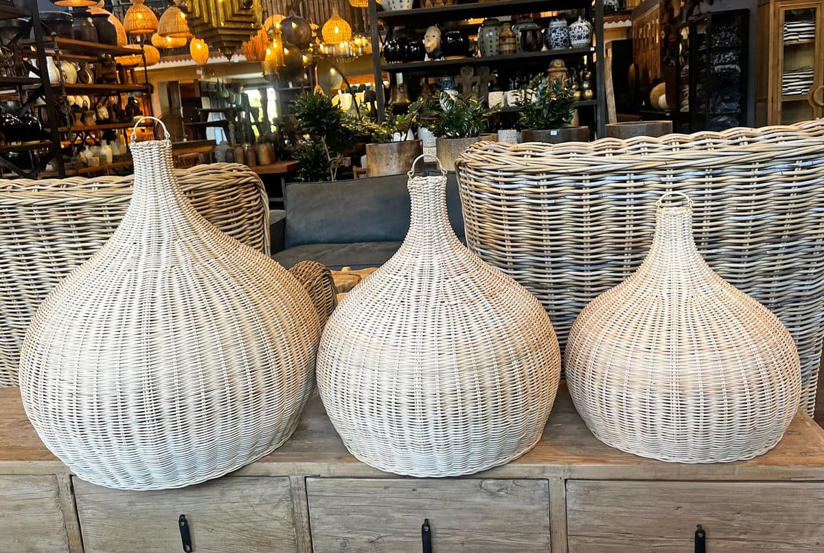 Raw Wicker Bell Lantern Small - Thumbnail 5