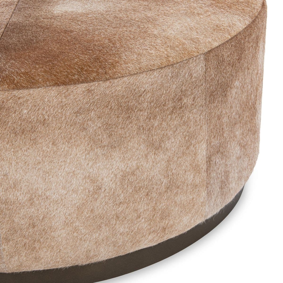 Round Natural Hide Ottoman - Thumbnail 5