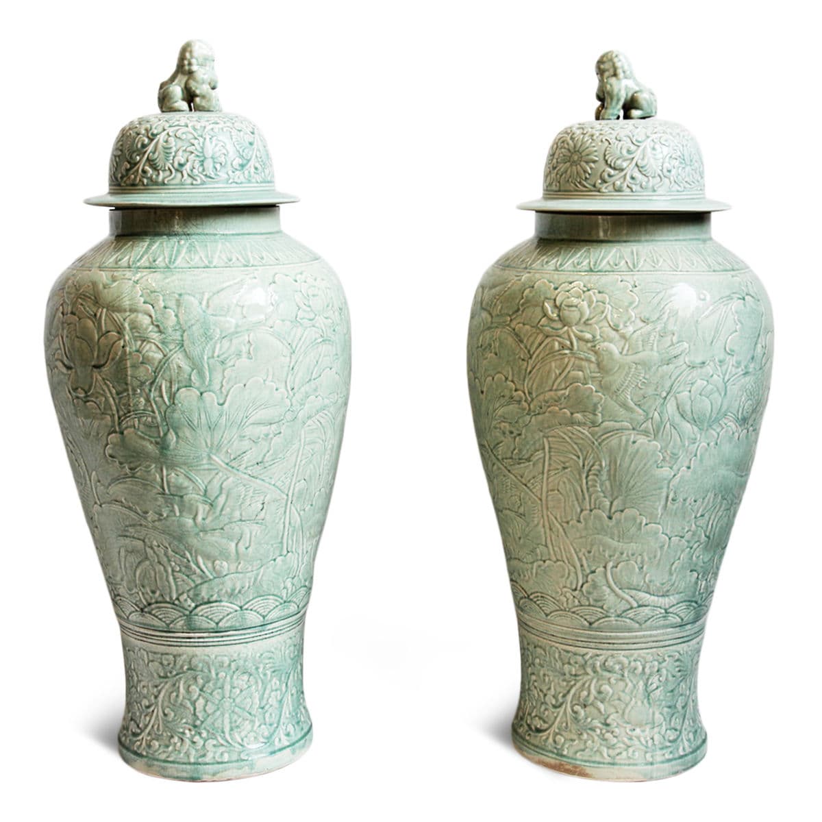 Pale Green Tall Porcelain Urn - Thumbnail 5