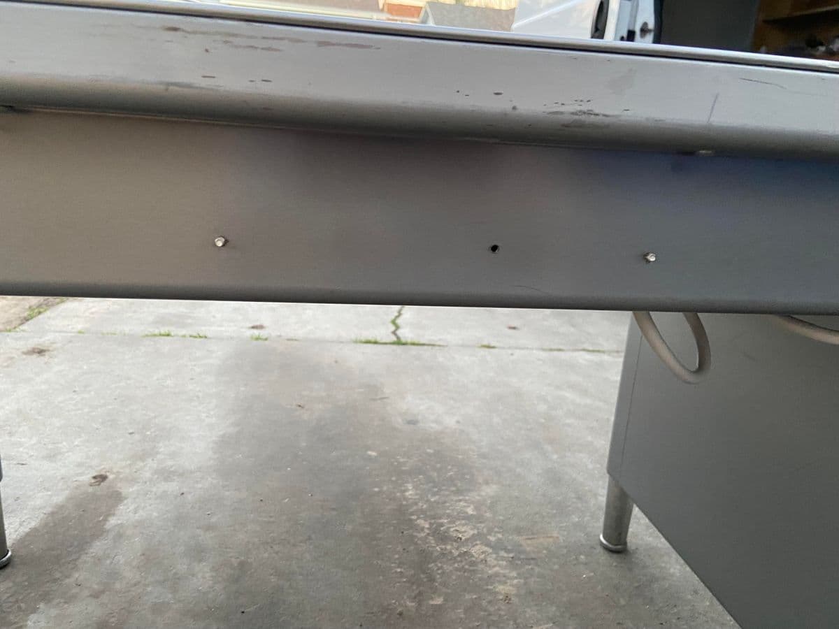 1970s Steelcase Style Vintage Mid Century Modern Metal Tanker Desk Table - Thumbnail 4