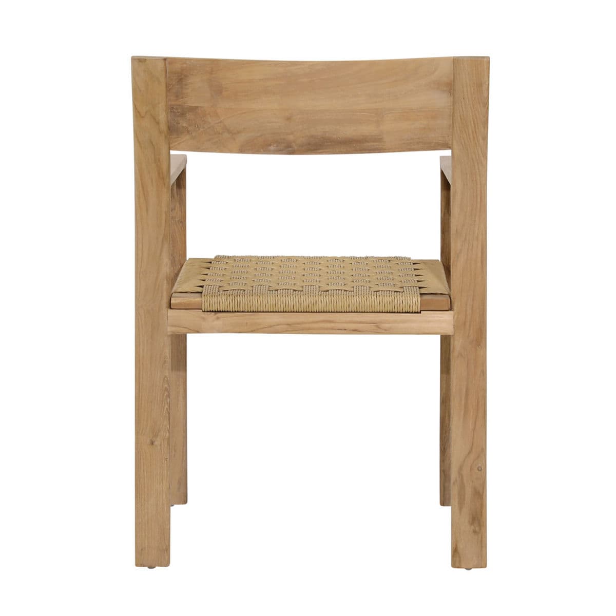 Outdoor Teak & Faux Wicker Seat Arm Chair - Thumbnail 5