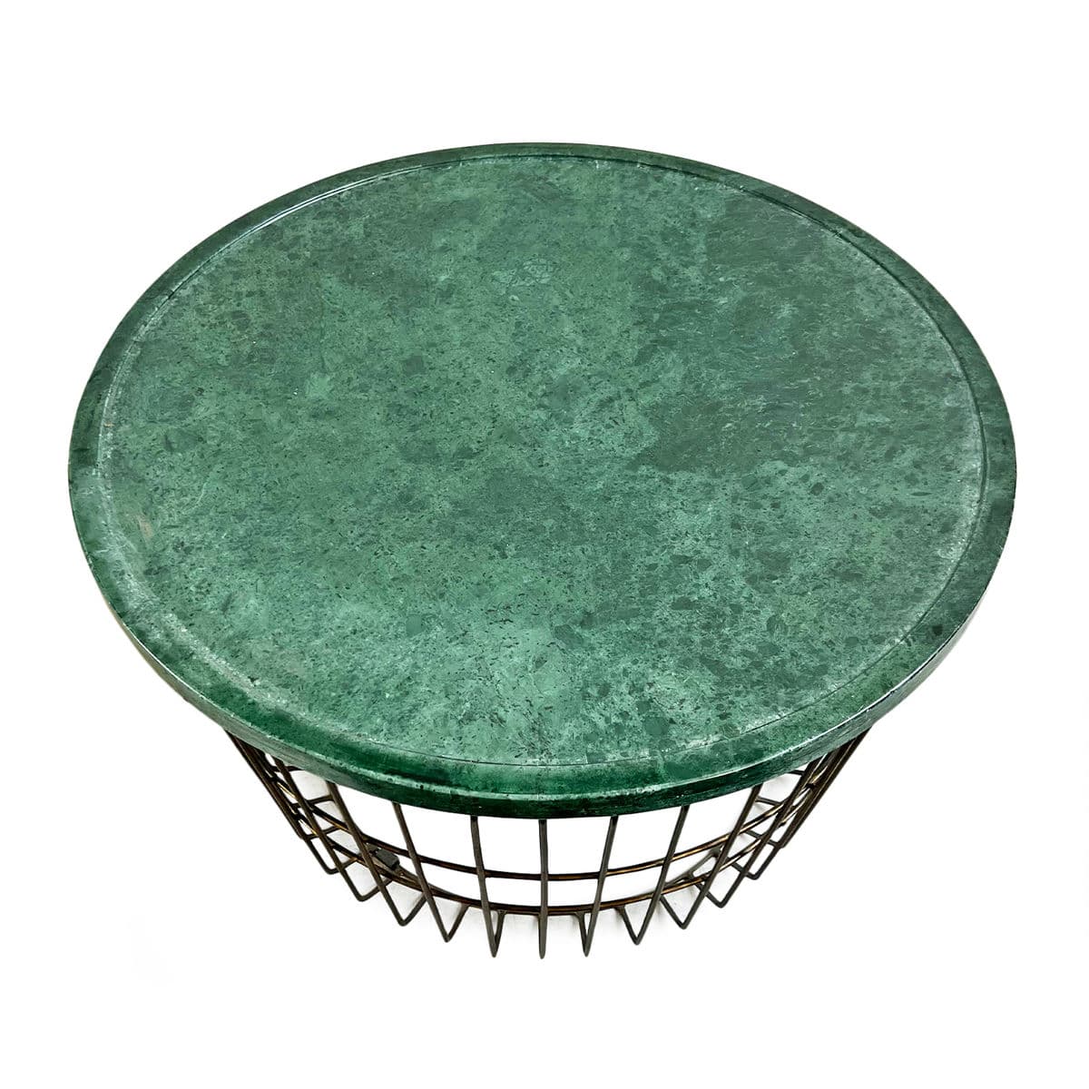 Green Stone Wire Base Coffee Table - Thumbnail 5