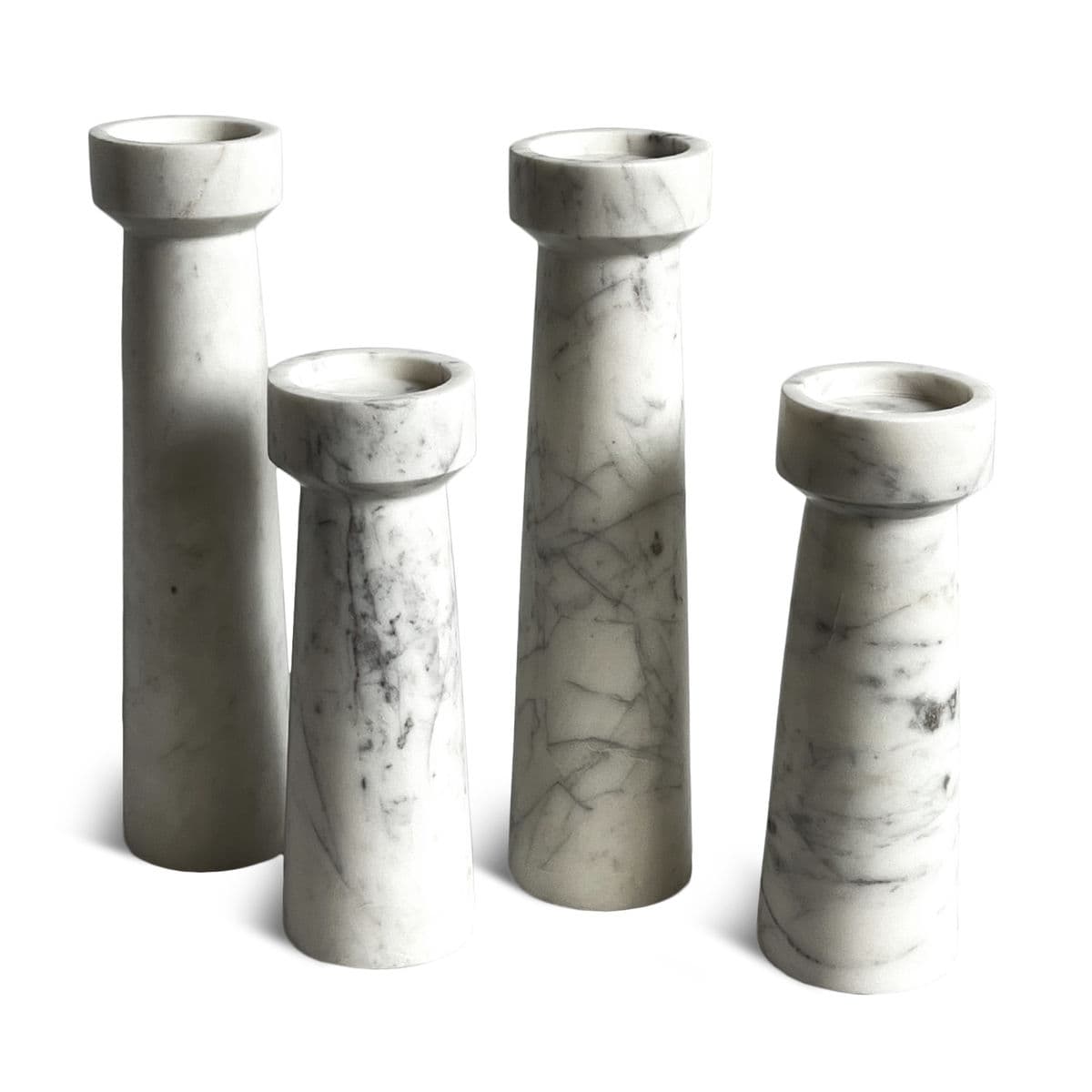 White Marble Candle Stand Pair - Thumbnail 5