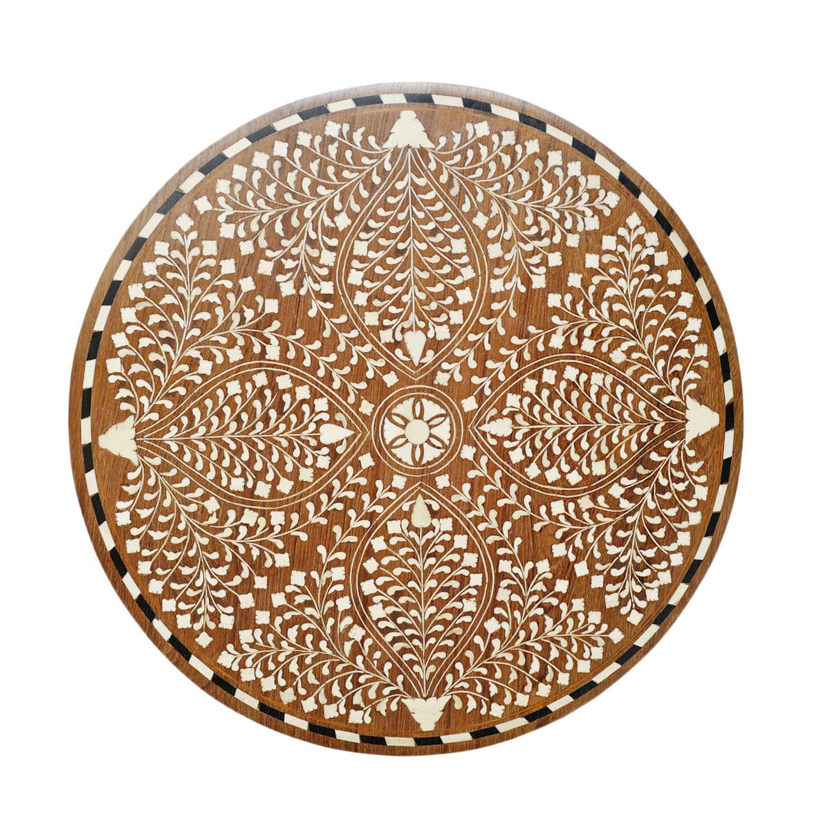 Colonial Inlay Barrel Side Table Stool - Thumbnail 5