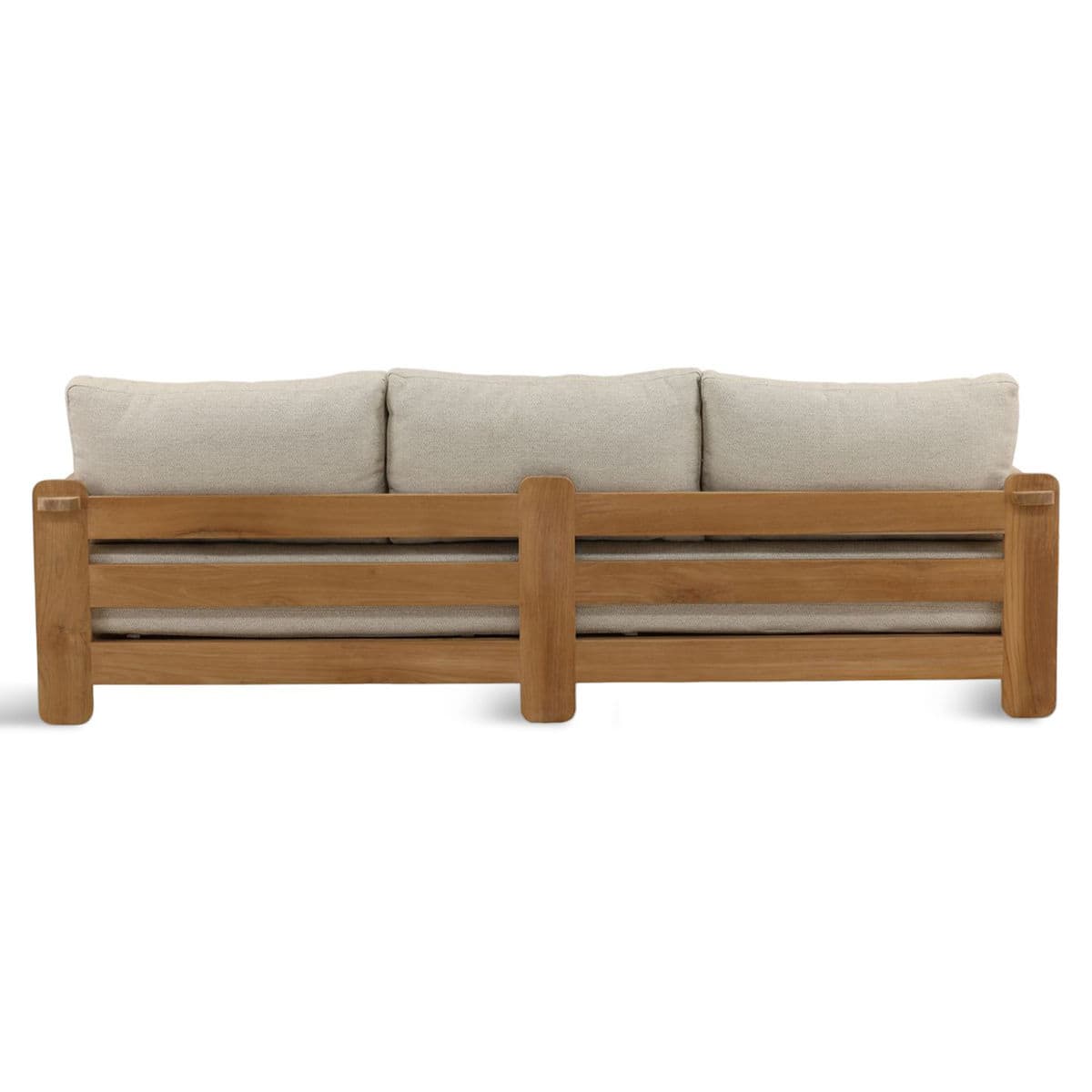 Outdoor Teak & Taupe Cushion Sofa - Thumbnail 5