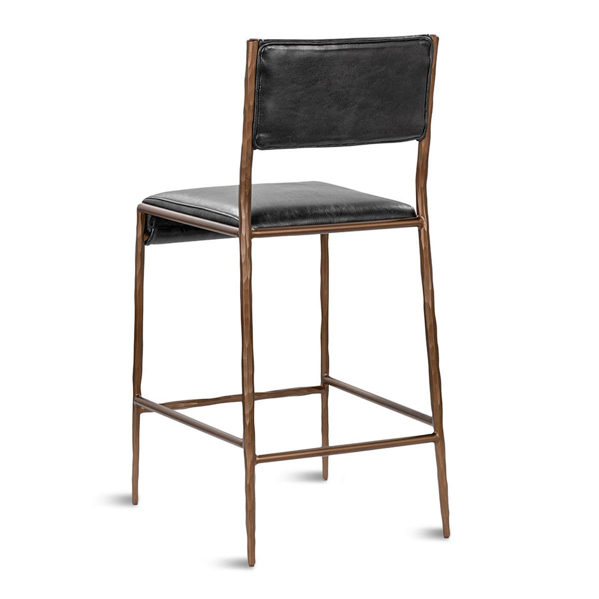 Black Leather & Bronze Counter Stool - Thumbnail 5