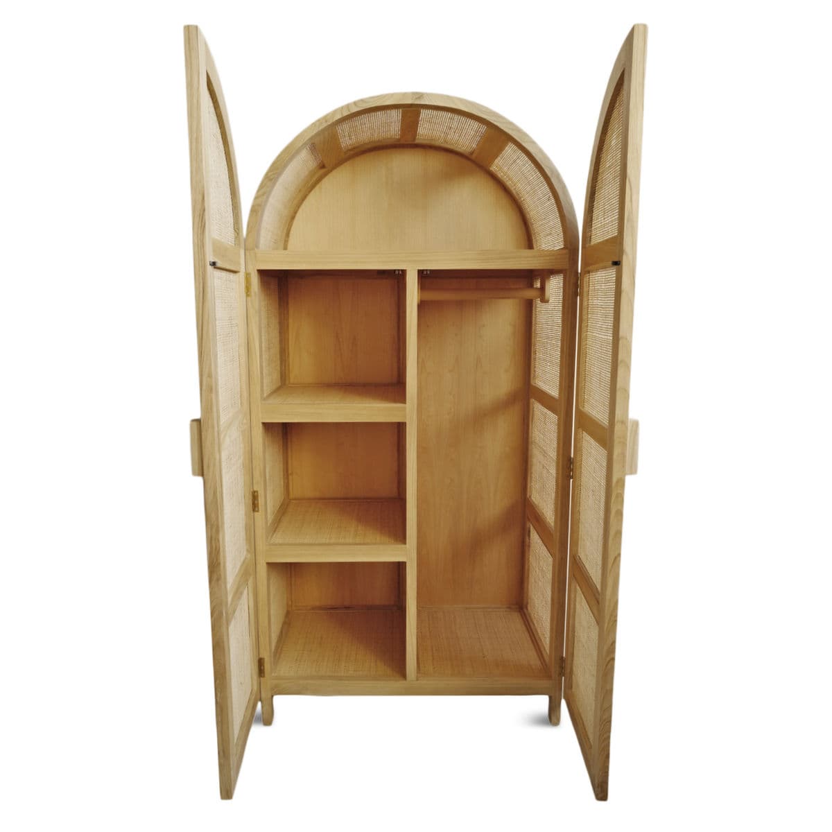 Natural Teak & Cane Armoire Storage Cabinet - Thumbnail 5