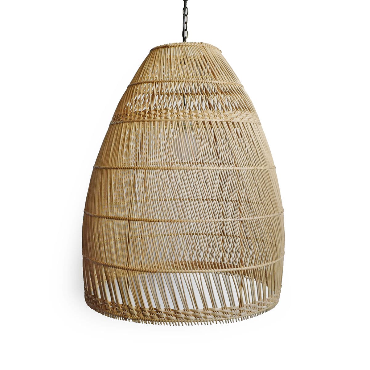 Natural Wicker Basket Bell Lantern Large - Thumbnail 5