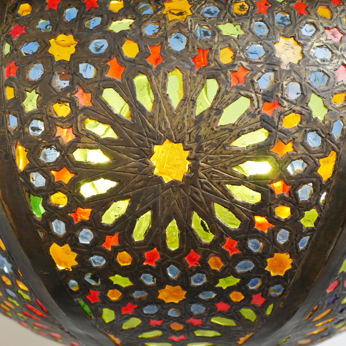 Moroccan Multi Color Bowl Lantern - Thumbnail 5