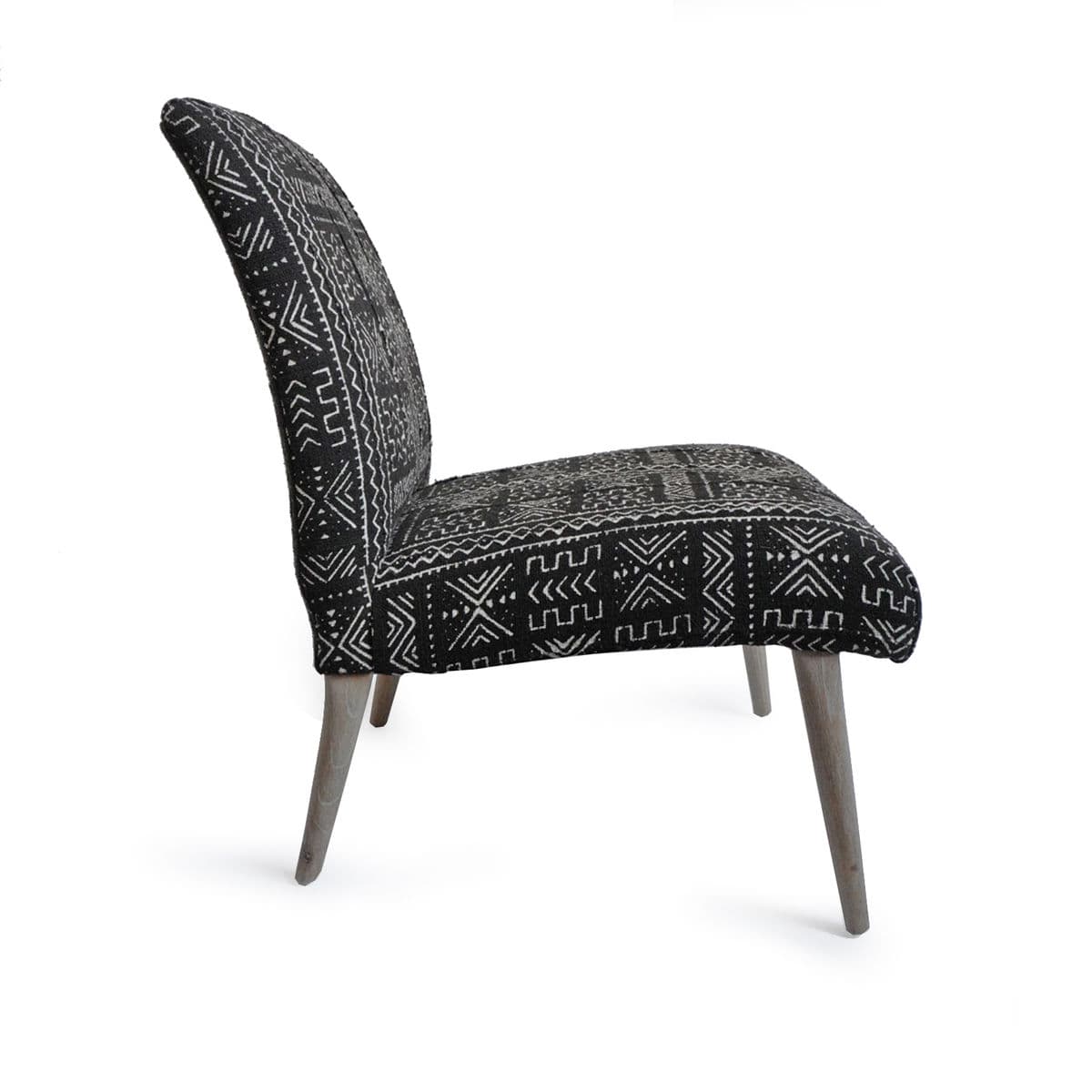Mudcloth Black & White Side Chair - Thumbnail 5