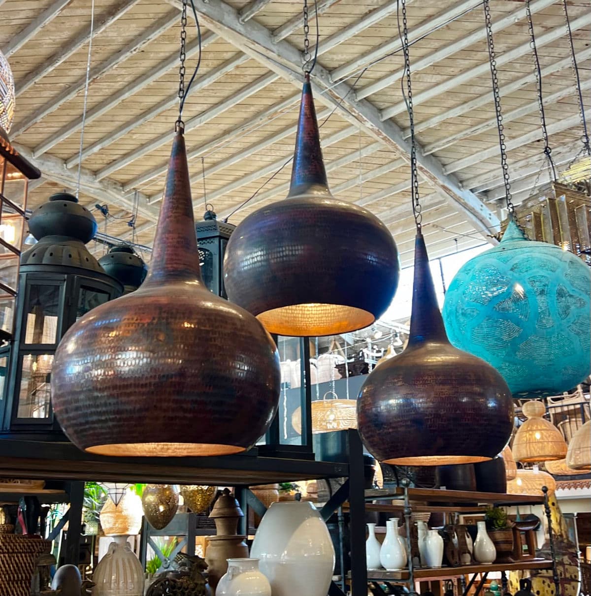 Antiqued Copper Hammered Pendant Light - Thumbnail 5