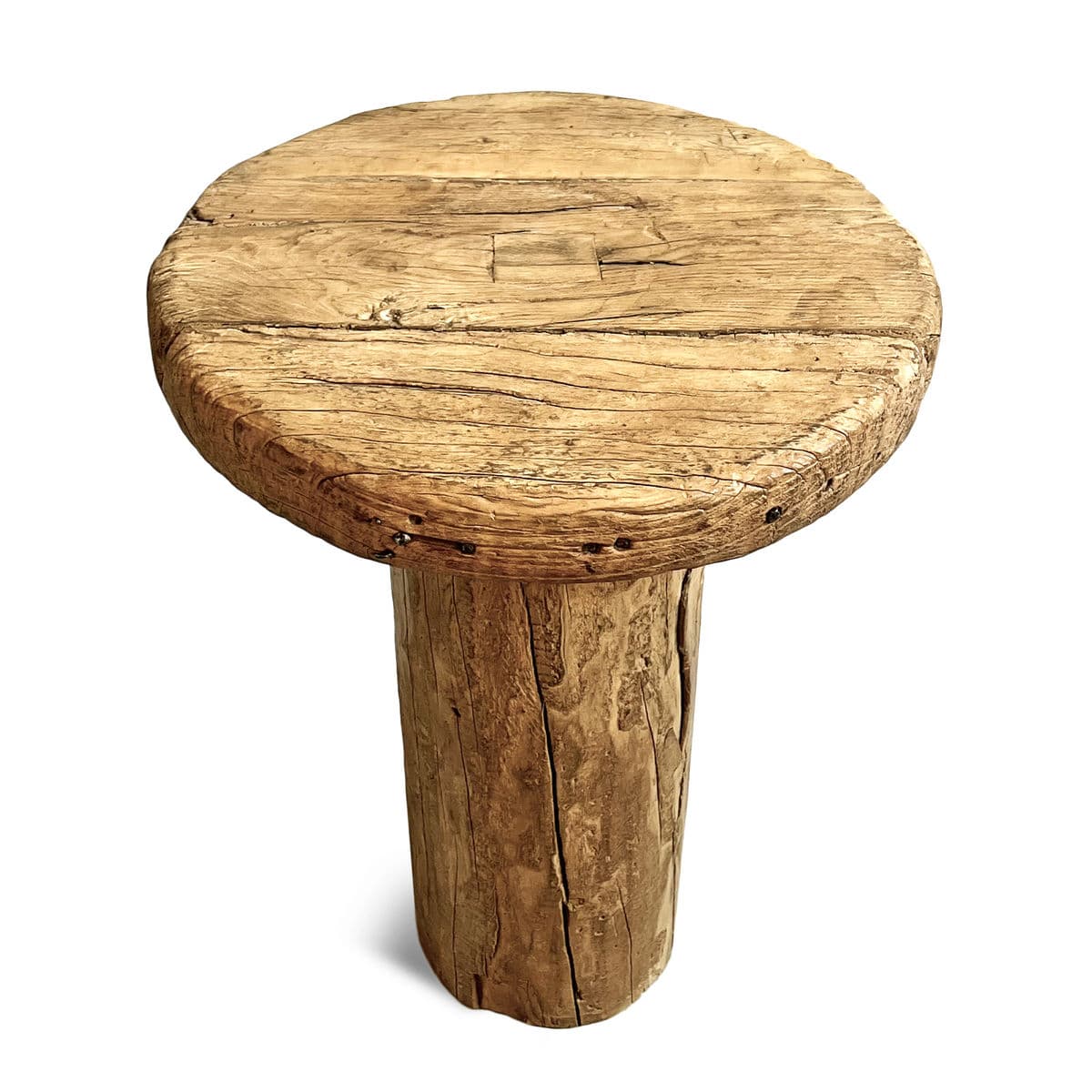 Rustic Log Round Side Table - Thumbnail 5