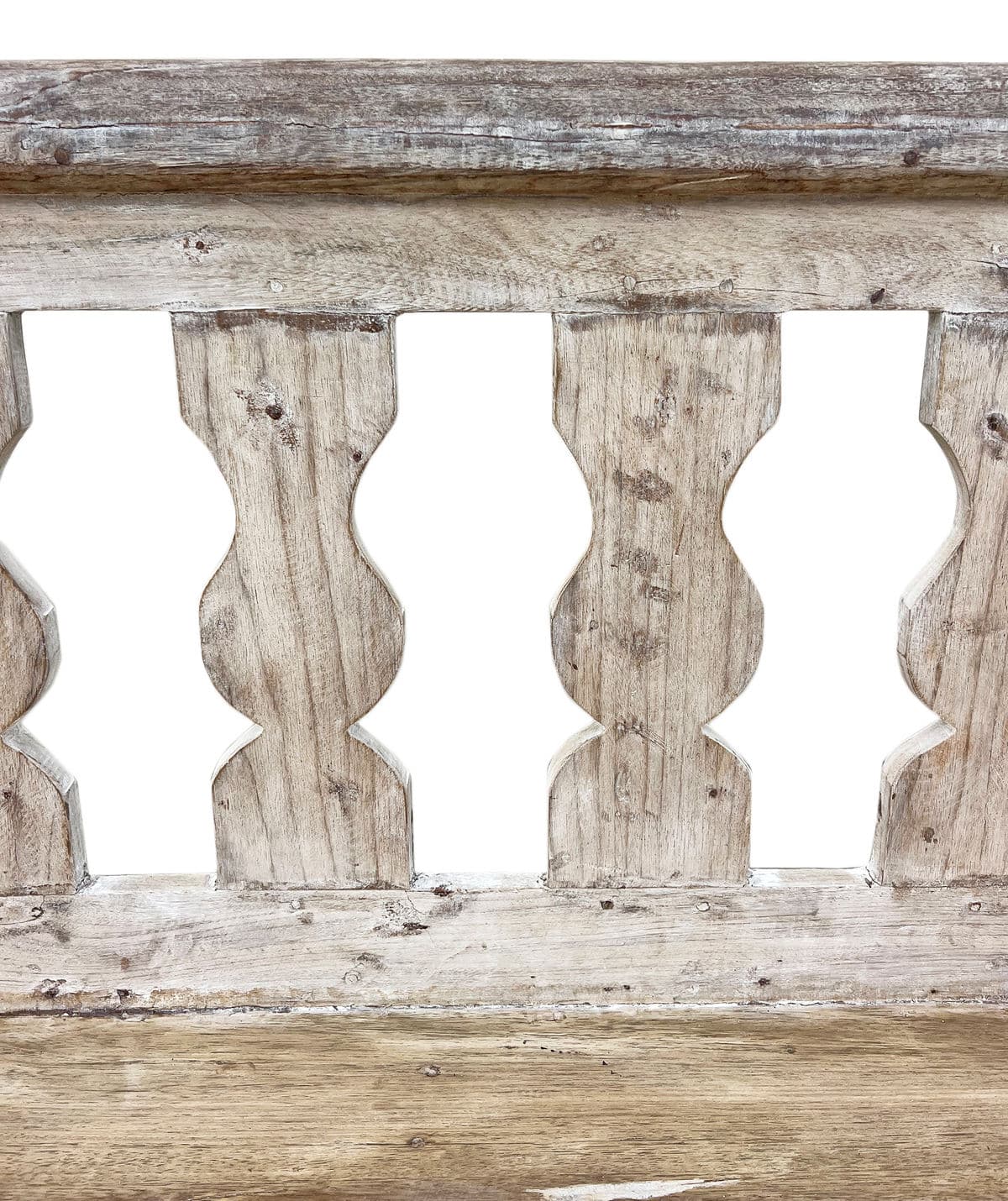 Long Banister White Wash Bench - Thumbnail 5
